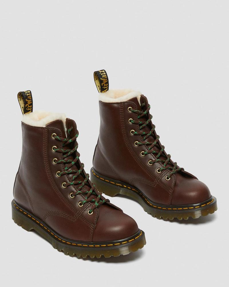 Men's Dr Martens Barton Made in England Shearling Lined Leather Ankle Boots Brown | AU 434XYU